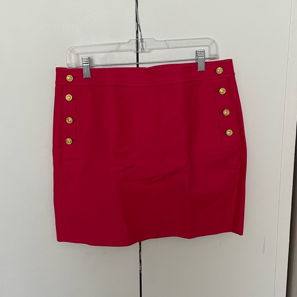Pink/red structured Jcrew button skirt